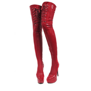 Red latex boots hotsell