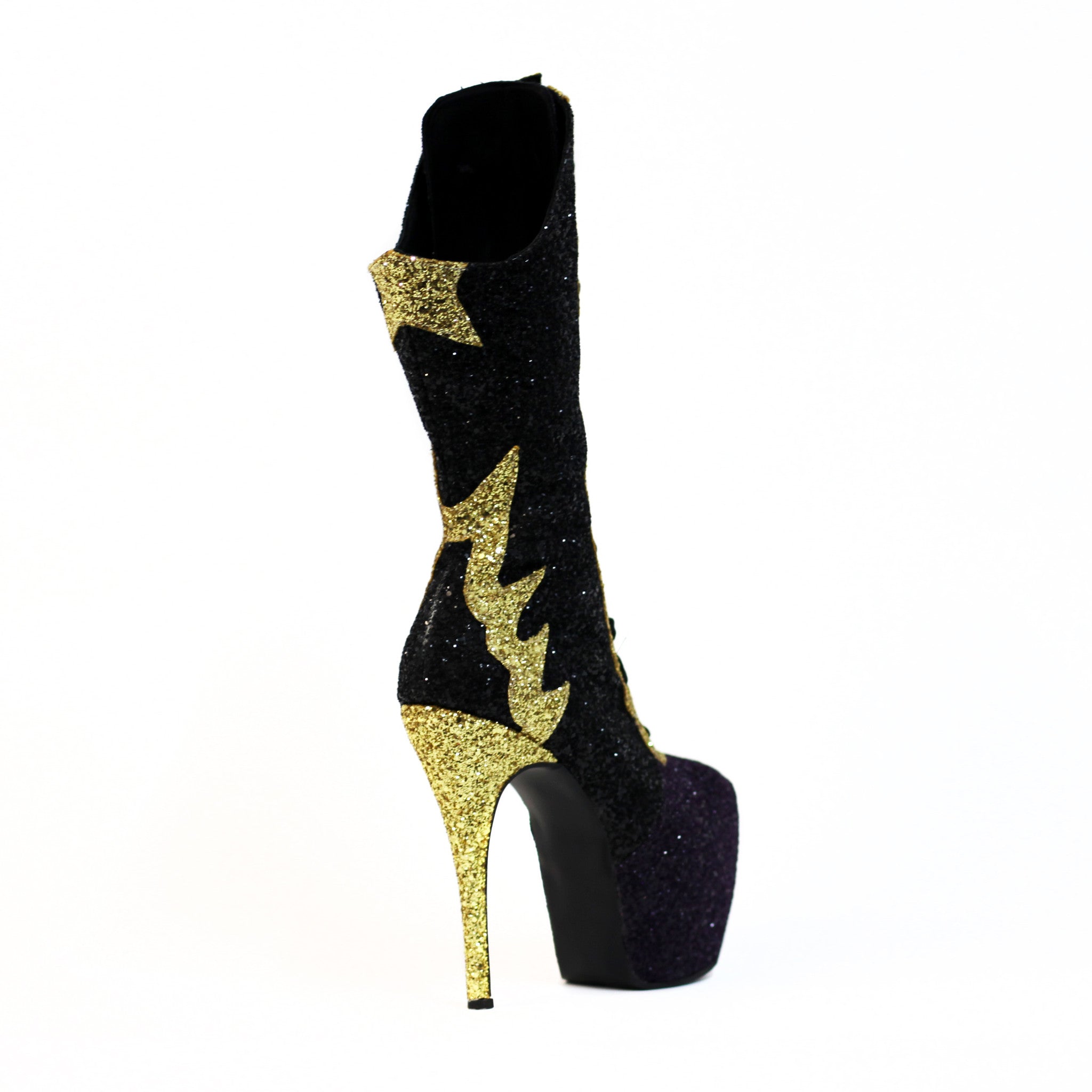 Hand made black and purple platform boots