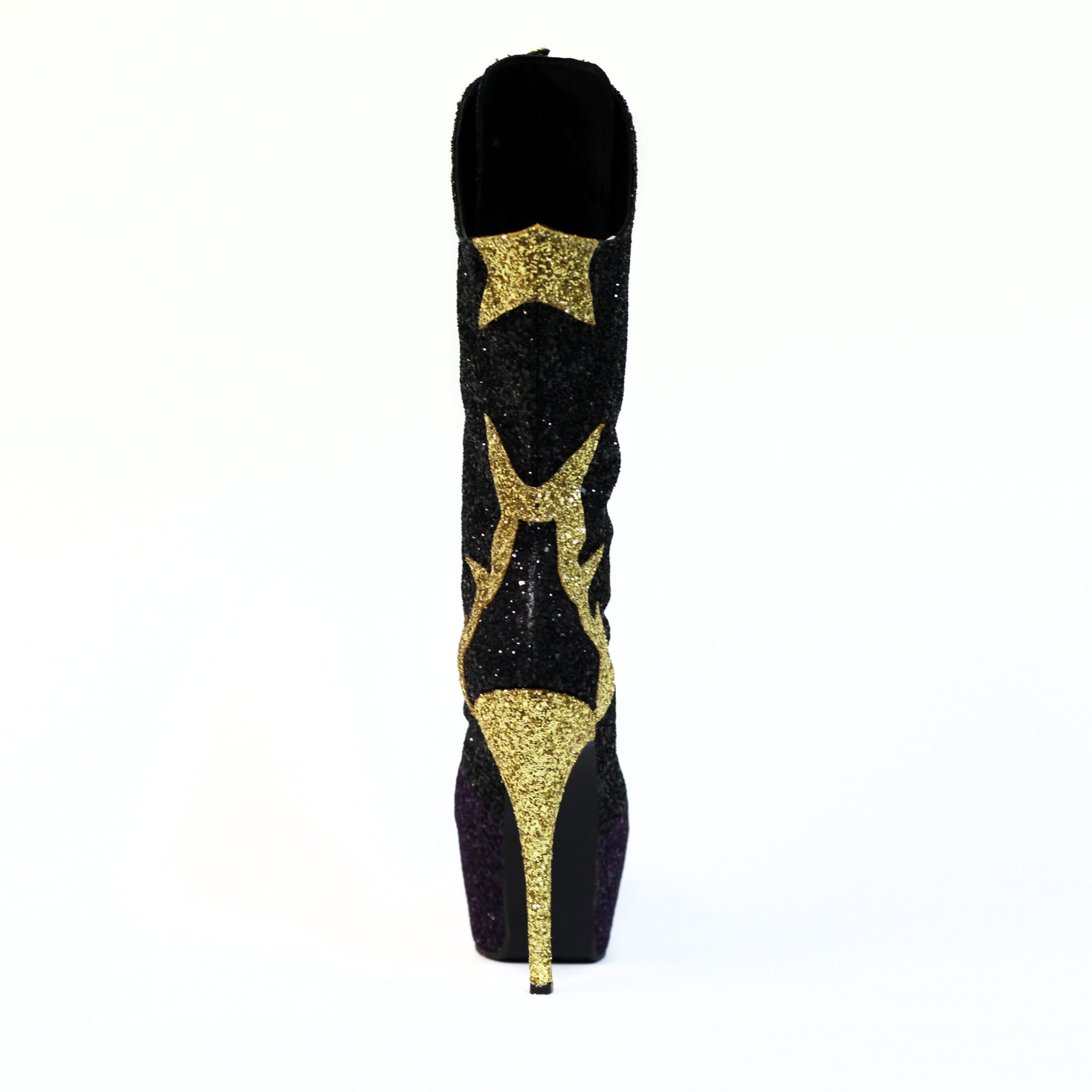 Hand made black and purple platform boots