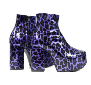 Glam Boots - Purple Leopard Print